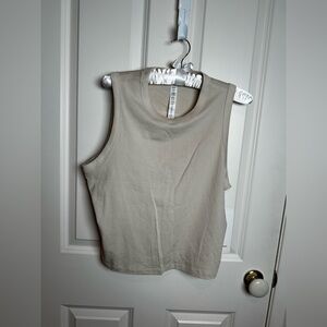 lululemon athletica classic got cotton blend crop tank  Cream Muscle Tee